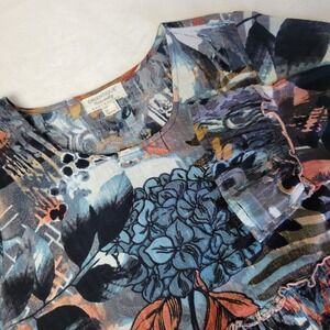 Orientique Naturally Australian Women's Small Floral Half Sleeve Ruffle‎ Shirt